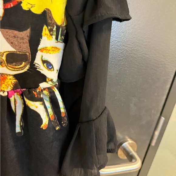 Crazy cat alien sheer ruffled XL (see measurements) Printed Women's Dress EUC - Picture 7 of 16
